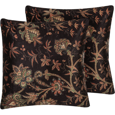 Beliani Set of 2 Decorative Cushions - Multicolour Floral Pattern - 45x45 cm - Vintage Style Beliani Set of 2 Decorative Cushions - Multicolour Floral Pattern - 45x45 cm - Vintage Style