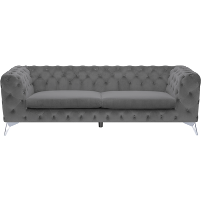 Beliani 3 Seater Grey Velvet Chesterfield Sofa Beliani 3 Seater Grey Velvet Chesterfield Sofa