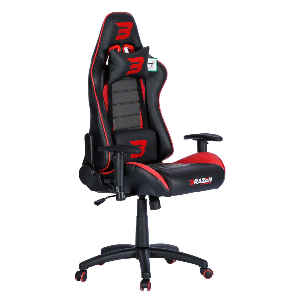 BraZen Sentinel Elite PC Computer Office Racing Gaming Chair - Red