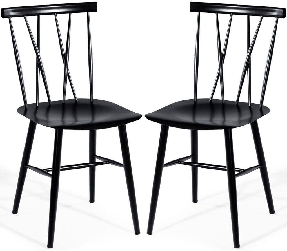 Costway Set of 2 Kitchen Breakfast Dining Chairs Steel Counter Height Stools