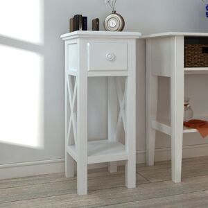 vidaXL Side Table with Drawer White Bedroom Furniture Plant Telephone Stand vidaXL Side Table with Drawer White Bedroom Furniture Plant Telephone Stand