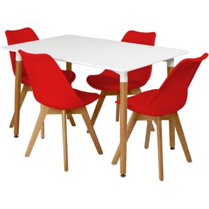 (Red) Charles Jacobs Rectangular Dining Table Set Four 4 Dinner Kitchen Chairs W (Red) Charles Jacobs Rectangular Dining Table Set Four 4 Dinner Kitchen Chairs W