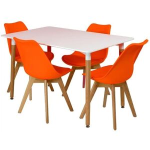 (Orange) Charles Jacobs Rectangular Dining Table Set Four 4 Dinner Kitchen Chair (Orange) Charles Jacobs Rectangular Dining Table Set Four 4 Dinner Kitchen Chair