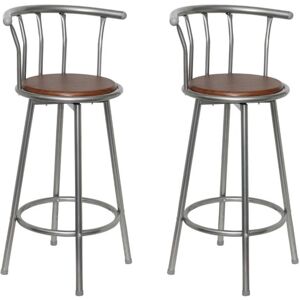 vidaXL 2x Bar Stools Brown Steel Designer Gas Lift Kitchen Breakfast Bar Chairs vidaXL 2x Bar Stools Brown Steel Designer Gas Lift Kitchen Breakfast Bar Chairs