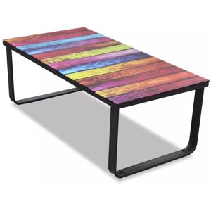 vidaXL Coffee Table with Rainbow Printing Glass Top Home Side End Tea Stand vidaXL Coffee Table with Rainbow Printing Glass Top Home Side End Tea Stand