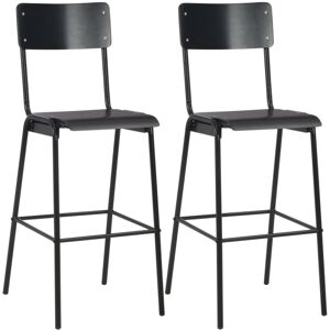 vidaXL 2x Bar Chairs Black Solid Plywood Steel Stackable Kitchen Dining Seat vidaXL 2x Bar Chairs Black Solid Plywood Steel Stackable Kitchen Dining Seat