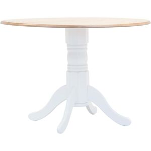 vidaXL Solid Rubber Wood Dining Table White Brown 106 cm Round Kitchen Table vidaXL Solid Rubber Wood Dining Table White Brown 106 cm Round Kitchen Table