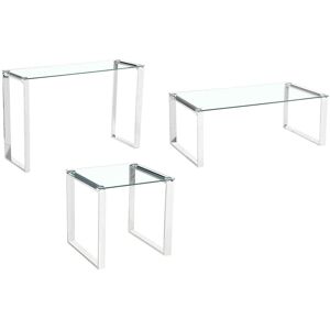 Charles Jacobs Set of Stainless Mirror Finish Living Room Glass Furniture - Coff Charles Jacobs Set of Stainless Mirror Finish Living Room Glass Furniture - Coff