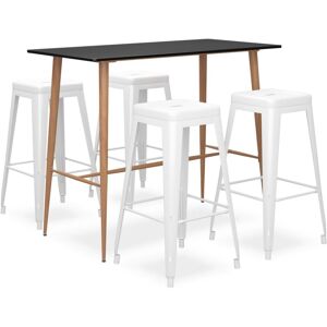 vidaXL Bar Set 5 Piece Black and White Kitchen Dining Room Chair Stool Table vidaXL Bar Set 5 Piece Black and White Kitchen Dining Room Chair Stool Table