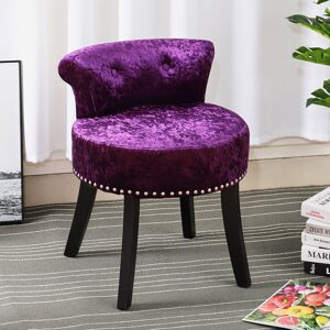 Living And Home (Dark Purple) Crushed Velvet Vanity Stool Dressing Table Chair Living And Home (Dark Purple) Crushed Velvet Vanity Stool Dressing Table Chair