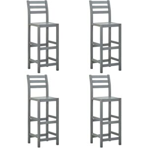 vidaXL 4x Solid Acacia Wood Bar Stools Grey Counter Height Seat Bistro Chair vidaXL 4x Solid Acacia Wood Bar Stools Grey Counter Height Seat Bistro Chair