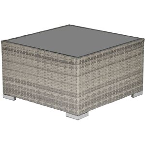 Outsunny Grey Patio Wicker Coffee Table - Steel Frame, 65x65 cm, Tempered Glass Outsunny Grey Patio Wicker Coffee Table - Steel Frame, 65x65 cm, Tempered Glass