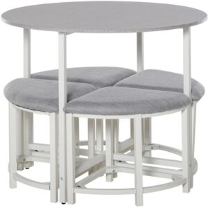 HOMCOM Modern Round Dining Table Set with 4 Upholstered Stools, Dining HOMCOM Modern Round Dining Table Set with 4 Upholstered Stools, Dining