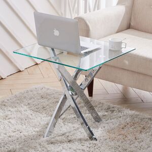 Living And Home Square Glass Side End Table Small Coffee Table Lamp Stand Chrome Leg Furniture Living And Home Square Glass Side End Table Small Coffee Table Lamp Stand Chrome Leg Furniture