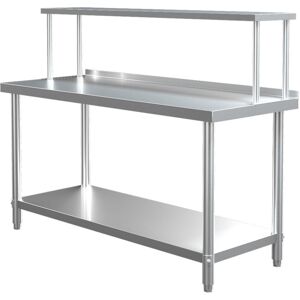 Living And Home Steel Commercial Prep Catering Table With Extra Over Shelf Workbench Kitchen Set Living And Home Steel Commercial Prep Catering Table With Extra Over Shelf Workbench Kitchen Set