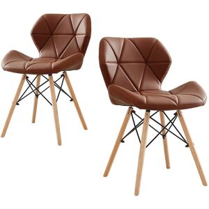 D&S (Brown) Eiffel Dining Chairs Wooden Legs Faux Leather Padded Chair D&S (Brown) Eiffel Dining Chairs Wooden Legs Faux Leather Padded Chair