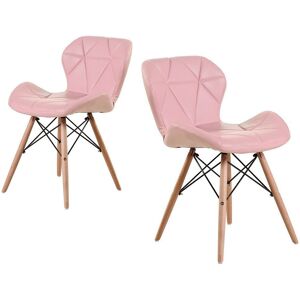 D&S (Pink) Eiffel Dining Chairs Wooden Legs Faux Leather Padded Chair D&S (Pink) Eiffel Dining Chairs Wooden Legs Faux Leather Padded Chair