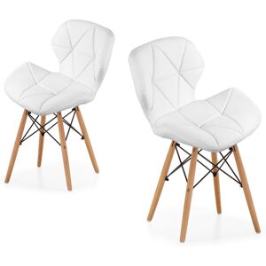 D&S (White) Eiffel Dining Chairs Wooden Legs Faux Leather Padded Chair D&S (White) Eiffel Dining Chairs Wooden Legs Faux Leather Padded Chair