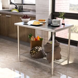 Living And Home Stainless Steel Commercial Kitchen Food Prep Work Table Bench Top - 90 x 60 x 80 Living And Home Stainless Steel Commercial Kitchen Food Prep Work Table Bench Top - 90 x 60 x 80