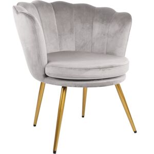Genesis Flora Accent Chair with Petal Back Scallop Armchair in Velvet - Silver G Genesis Flora Accent Chair with Petal Back Scallop Armchair in Velvet - Silver G