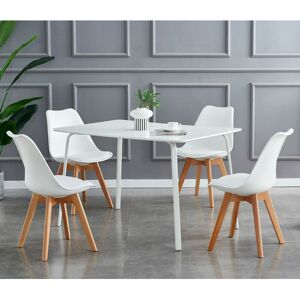 (White, 4) MCC Dining Chairs with Wooden Legs Soft Cushion Pad Stylish DELUXE Re (White, 4) MCC Dining Chairs with Wooden Legs Soft Cushion Pad Stylish DELUXE Re