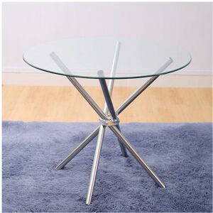 Living And Home Kitchen Dining Room Table Round Glass Top with Chrome Legs Office Cafe Living And Home Kitchen Dining Room Table Round Glass Top with Chrome Legs Office Cafe