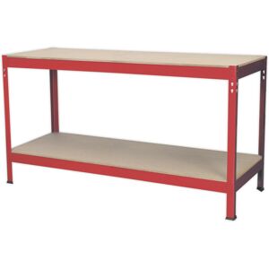 Loops 1.5m x 0.6m Workbench - Wooden Top & Storage Shelf - Steel Frame Work Station Loops 1.5m x 0.6m Workbench - Wooden Top & Storage Shelf - Steel Frame Work Station