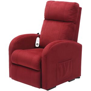 Loops Single Motor Rise and Recline Lounge Chair - Red Coloured Micro Fibre Material Loops Single Motor Rise and Recline Lounge Chair - Red Coloured Micro Fibre Material