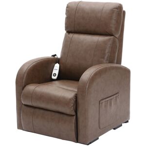 Loops Single Motor Rise and Recline Lounge Chair - Nutmeg PU Leather Material Loops Single Motor Rise and Recline Lounge Chair - Nutmeg PU Leather Material