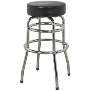 Loops Pneumatic Workshop Stool - Swivel Rotating Seat & Foot Rest - Chrome Plate Frame Loops Pneumatic Workshop Stool - Swivel Rotating Seat & Foot Rest - Chrome Plate Frame