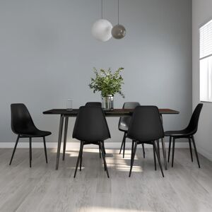 vidaXL 6x Dining Chairs Black PP Home Kitchen Modern Dinner Chair Seating Seat vidaXL 6x Dining Chairs Black PP Home Kitchen Modern Dinner Chair Seating Seat