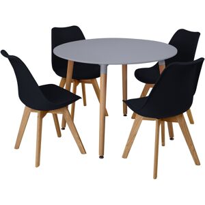 (Black) 5pc Charles Jacobs Beech Dining Set - Grey Table (Black) 5pc Charles Jacobs Beech Dining Set - Grey Table