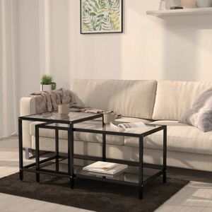 vidaXL 2x Tea Tables Tempered Glass Black Home Side Couch End Coffee Table vidaXL 2x Tea Tables Tempered Glass Black Home Side Couch End Coffee Table