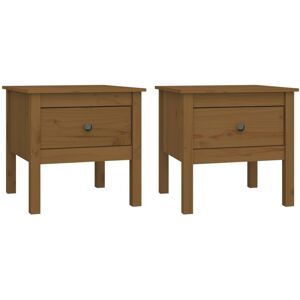 (honey brown, 50 x 50 x 49 cm/2) vidaXL 1/2x Solid Wood Pine Side Table Multi Co (honey brown, 50 x 50 x 49 cm/2) vidaXL 1/2x Solid Wood Pine Side Table Multi Co