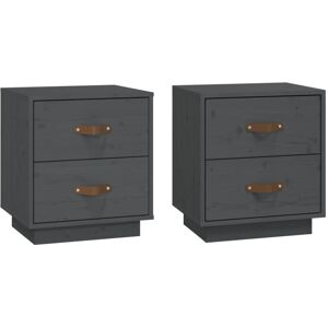 (Grey, 2) vidaXL 1/2x Solid Wood Pine Bedside Cabinet Nightstand End Table Multi (Grey, 2) vidaXL 1/2x Solid Wood Pine Bedside Cabinet Nightstand End Table Multi