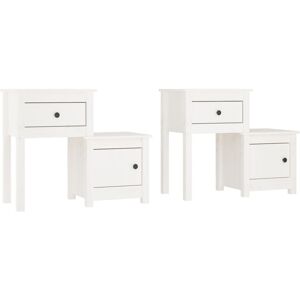 (White, 2) vidaXL 1/2x Solid Wood Pine Bedside Cabinet End Table Cabinet Multi C (White, 2) vidaXL 1/2x Solid Wood Pine Bedside Cabinet End Table Cabinet Multi C
