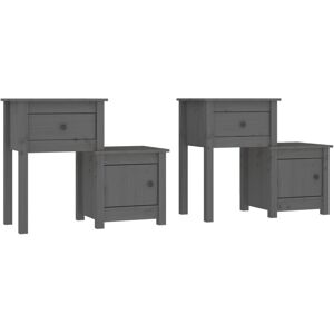 (Grey, 2) vidaXL 1/2x Solid Wood Pine Bedside Cabinet End Table Cabinet Multi Co (Grey, 2) vidaXL 1/2x Solid Wood Pine Bedside Cabinet End Table Cabinet Multi Co