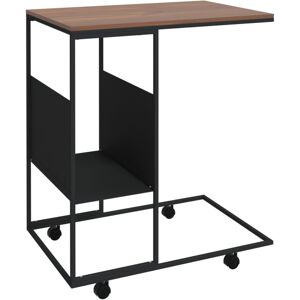 vidaXL Side Table with Wheels Black Engineered Wood Accent Tea Laptop Table vidaXL Side Table with Wheels Black Engineered Wood Accent Tea Laptop Table