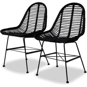 (Black, 2) vidaXL 2/4/6x Dining Chairs Natural Rattan Kitchen Furniture Seat Bei (Black, 2) vidaXL 2/4/6x Dining Chairs Natural Rattan Kitchen Furniture Seat Bei