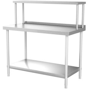 Living And Home Stainless Steel Commercial Kitchen Food Prep Work Table with Over Shelf Bench To Living And Home Stainless Steel Commercial Kitchen Food Prep Work Table with Over Shelf Bench To