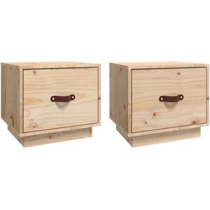 (Brown) vidaXL 1/2x Solid Wood Pine Bedside Cabinet End Accent Table Multi Colou (Brown) vidaXL 1/2x Solid Wood Pine Bedside Cabinet End Accent Table Multi Colou