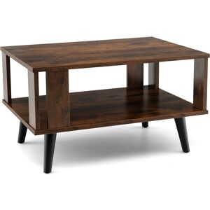 Costway 2-Tier Wooden Coffee Table Industrial Side Table Small Center Table Costway 2-Tier Wooden Coffee Table Industrial Side Table Small Center Table