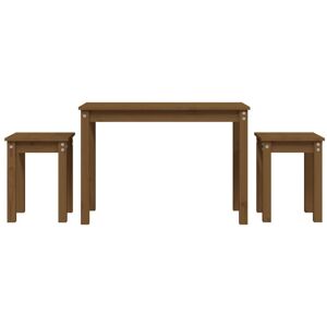 (honey brown) vidaXL 3x Solid Wood Pine Nesting Tables Stackable Nesting Stand M (honey brown) vidaXL 3x Solid Wood Pine Nesting Tables Stackable Nesting Stand M