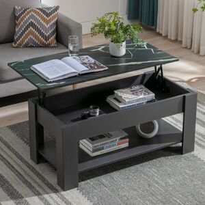 Unbranded ((Grey + Marble Black)) Lift Top Up Coffee Table With Storage Drawer Shelf Unbranded ((Grey + Marble Black)) Lift Top Up Coffee Table With Storage Drawer Shelf