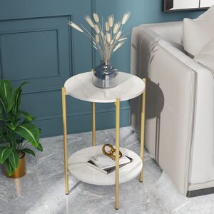 Fativo (Gold) 2-Tier Marble Table Round Coffee End Side Table Fativo (Gold) 2-Tier Marble Table Round Coffee End Side Table
