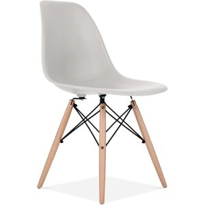 Unbranded (Grey) Set of 4 Eiffel Style White/ Grey Plastic Dining Chairs with Wooden Metal Unbranded (Grey) Set of 4 Eiffel Style White/ Grey Plastic Dining Chairs with Wooden Metal