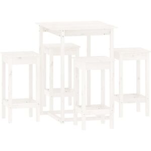 (White) vidaXL Solid Wood Pine Bar Set 5 Piece Wooden Bistro Bar Stool Multi Col (White) vidaXL Solid Wood Pine Bar Set 5 Piece Wooden Bistro Bar Stool Multi Col