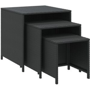 (black) vidaXL Nesting Tables Nesting Coffee Table Stackable Table 3 pcs Poly Ra (black) vidaXL Nesting Tables Nesting Coffee Table Stackable Table 3 pcs Poly Ra