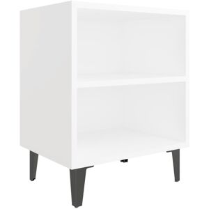 vidaXL Bed Cabinet with Metal Legs White Side Table Desk Bedroom Nightstand vidaXL Bed Cabinet with Metal Legs White Side Table Desk Bedroom Nightstand