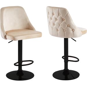 HYGRAD BUILT TO SURVIVE (Set of 2 stools, Cream+Black Base) 1/2x Breakfast Velvet Bar Stools Swivel Gas HYGRAD BUILT TO SURVIVE (Set of 2 stools, Cream+Black Base) 1/2x Breakfast Velvet Bar Stools Swivel Gas